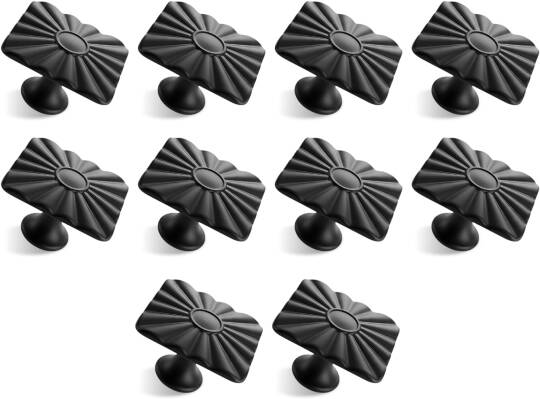 10 Adet Güneş Kare Düğme Mat Siyah Kulp Mobilya Mutfak Dolabı Çekmece Dolap Kapak Kulpu Kulb Metal