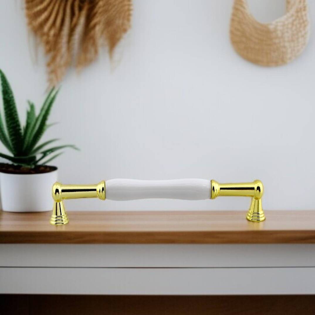 Anav Porselen Gold Altın Kulp 160 mm Mobilya Çekmece Mutfak Dolabı Dolap Kapak Kulplar Kulb Kulpu - 1