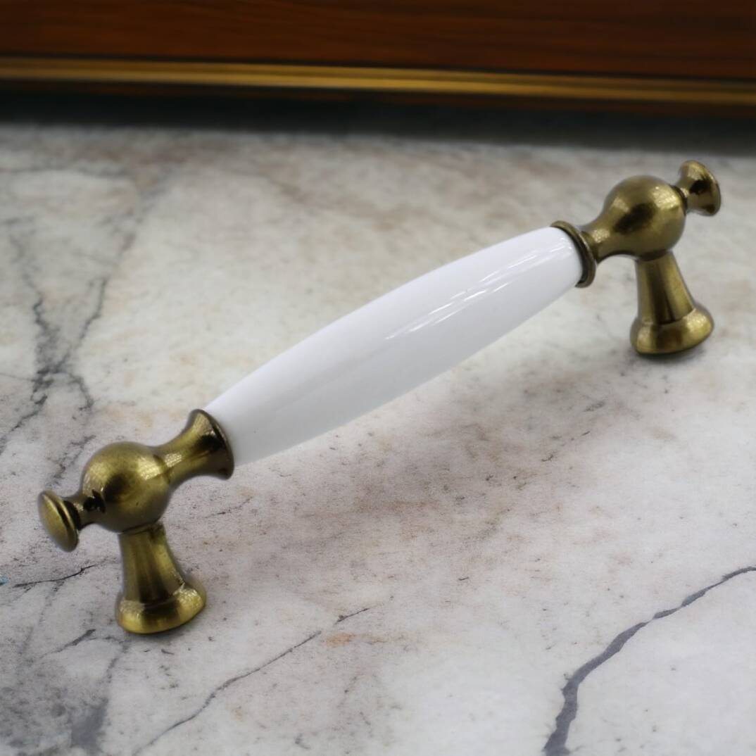 Arnas Porselen Antik Sarı Kulp 128 mm Mobilya Çekmece Mutfak Dolabı Dolap Kapak Kulpları Kulb Kulpu - 1