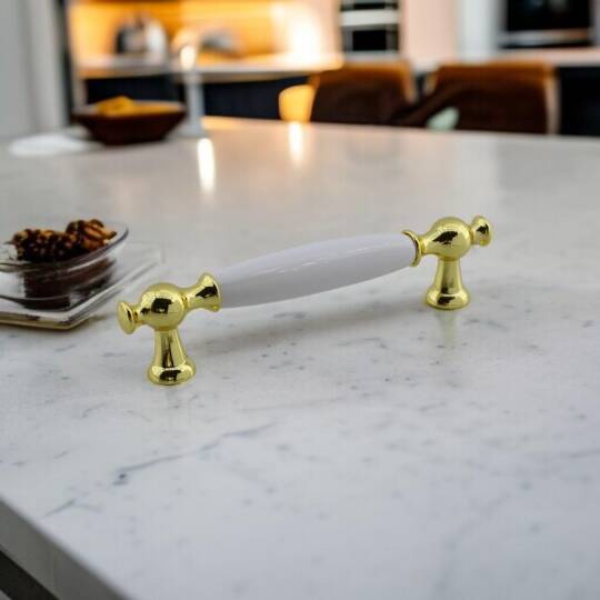 Arnas Porselen Gold Altın Kulp 96 mm Mobilya Çekmece Mutfak Dolabı Dolap Kapak Kulplar Kulb Kulpu