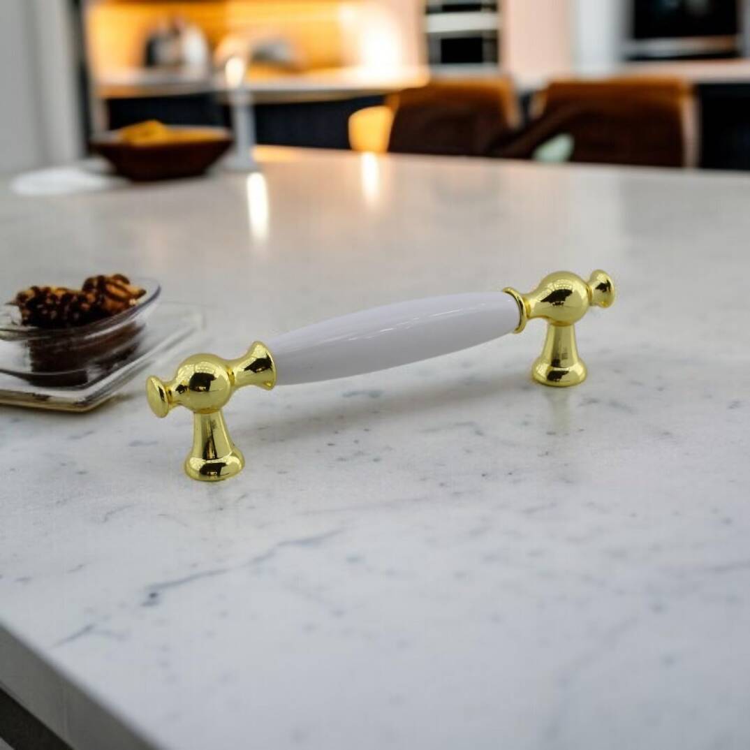 Arnas Porselen Gold Altın Kulp 96 mm Mobilya Çekmece Mutfak Dolabı Dolap Kapak Kulplar Kulb Kulpu - 1