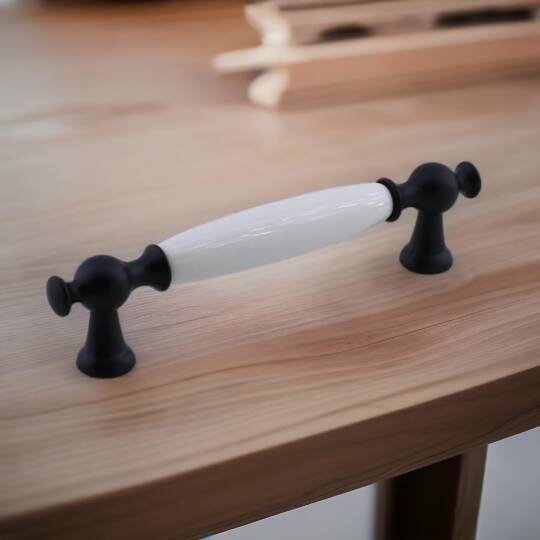 Arnas Porselen Kulp 128 mm Mobilya Çekmece Mutfak Dolabı Dolap Kapak Kulpları Kulb Kulpu Siyah
