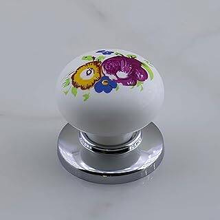 Badem10 Polimer Düğme Kulp Çiçek Desenli Krom Tablalı Dolap Mobilya Mutfak Dolabı Çekmece Dolap Kulpu Kulbu