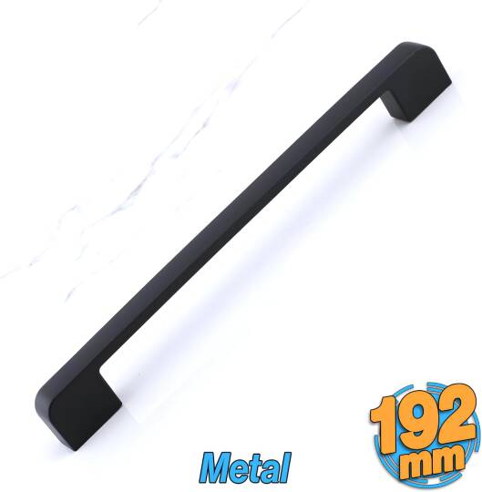 Badem10 Radus Siyah Metal Kulp 192 mm -19.2 cm Mobilya Çekmece Mutfak Dolabı Dolap Kulpları Kulbu Kulpu