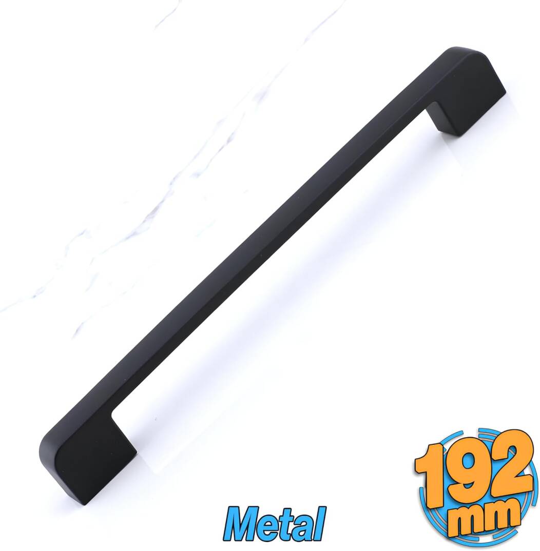 Badem10 Radus Siyah Metal Kulp 192 mm -19.2 cm Mobilya Çekmece Mutfak Dolabı Dolap Kulpları Kulbu Kulpu - 1