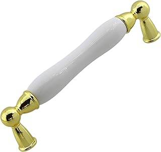 Domaniç Porselen Altın Beyaz Kulp 128 mm Mobilya Çekmece Mutfak Dolabı Dolap Kapak Kulplar Kulb Kulp - 1