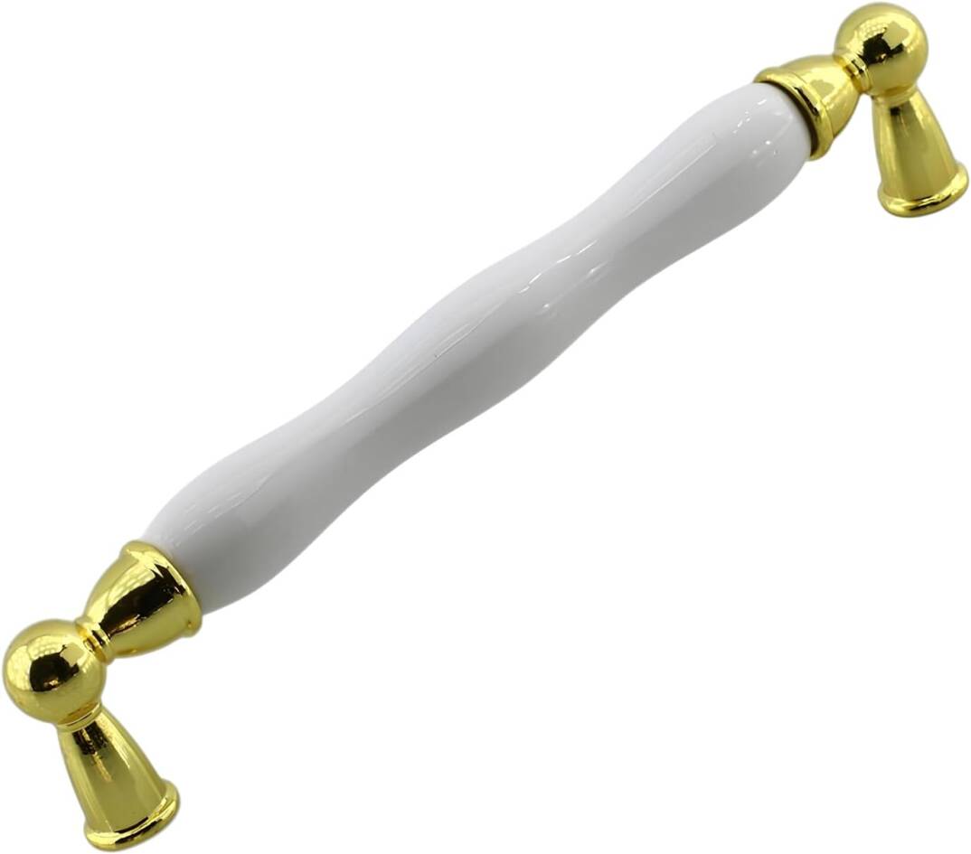 Domaniç Porselen Altın Beyaz Kulp 160 mm Mobilya Çekmece Mutfak Dolabı Dolap Kapak Kulplar Kulb Kulp - 1