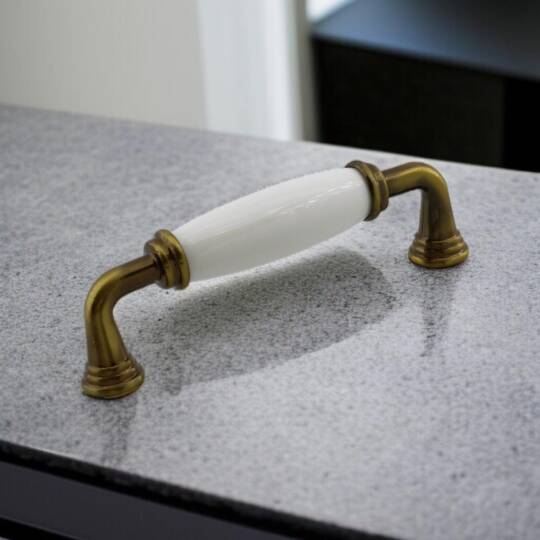 Kapıdağı Porselen Antik Sarı Kulp 96 mm Mobilya Çekmece Mutfak Dolabı Dolap Kapak Kulplar Kulb Kulpu