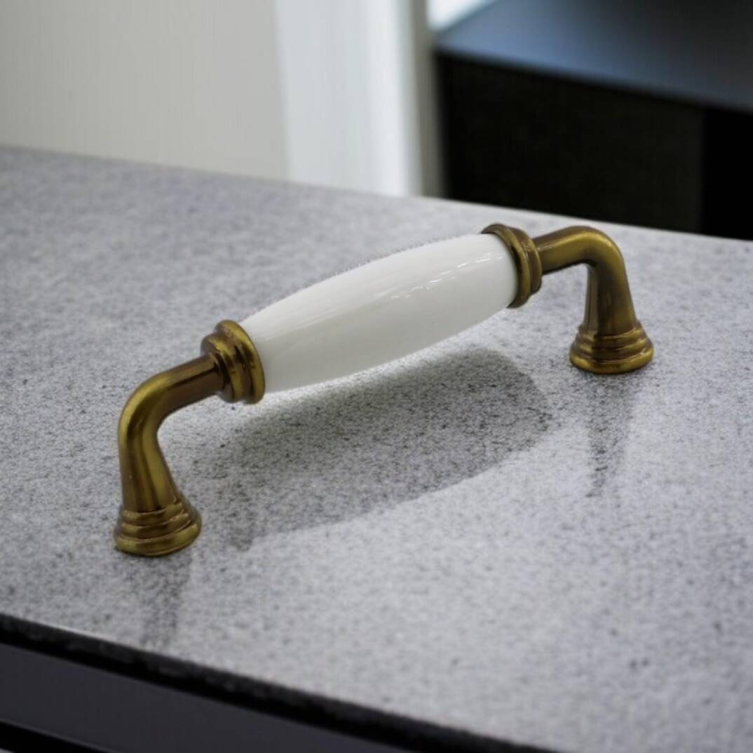 Kapıdağı Porselen Antik Sarı Kulp 96 mm Mobilya Çekmece Mutfak Dolabı Dolap Kapak Kulplar Kulb Kulpu - 1