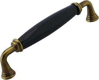 Kapıdağı Porselen Antik Sarı Siyah Kulp 128 mm Mobilya Çekmece Mutfak Dolabı Dolap Kapak Kulb Kulpu - 1