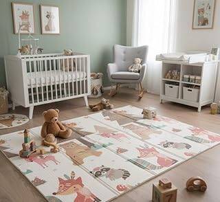 Katlanabilir Çift Taraflı Eğitici Çocuk Oyun Matı, Halısı 180x150 (Taşıma Çantalı) - Ayı - 1