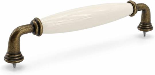 Lisin Porselen Krem Antik Sarı Kulp 128 mm 12.8 cm Mobilya Çekmece Dolabı Dolap Kapak Kulb Kulpu