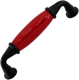 Lumira Kırmızı Porselen Siyah Kulp 96 mm 9.6 cm Mobilya Çekmece Dolabı Dolap Kapak Kulplar Kulb Kulp - 1