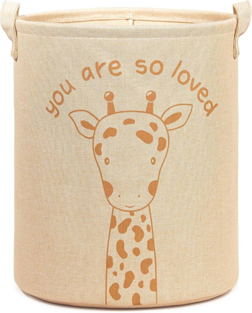 Ocean Home Textile Çocuk Odası Sevimli Zürafa Jüt Dokuma Kumaş Oyuncak Sepeti 33 x 40 cm - 1