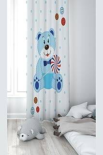 Pelangi Beyaz Ayıcık Desenli Dijital Baskı Yıkanabilir Bebek Çocuk Odası Fon Perdesi, beyaz 140 x 240 - 1