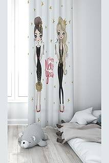Pelangi Beyaz Partideki Kızlar Desenli Dijital Baskı Yıkanabilir Bebek Çocuk Odası Fon Perdesi, beyaz 70 x 200