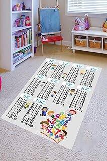 Pelangi Çarpım Tablosu Desenli Dijital Baskılı Kaymaz Taban Yıkanabilir Çocuk Odası Halısı, Gri 80 x 600 - 1