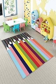 Pelangi Çok Renkli Kalem Desenli Yıkanabilir Kaymaz Taban Leke Tutmazbebek Ve Çocuk Odası Halısı, Çok Renkli 160 x 350, 901357144160350 - 1