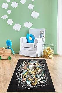 Pelangi Dondurma Ice Cream Desen Dijital Baskı Yıkanabilir Kaymaz Taban Yıkanabilir Çocuk Odası Halısı, Gri 130 x 180 - 1