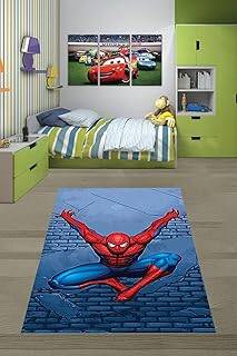 Pelangi Duvara Tırmanan Adam Dijital Baskı Yıkanabilir Kaymaz Taban Çocuk Genç Odası Halısı, Kırmızı-Mavi 160 x 230 - 1