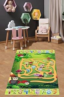 Pelangi Eğitici Sayılar Yıkanabilir Kaymaz Taban Leke Tutmaz Çocuk Odası Halısı, Yeşil-Mor-Kırmızı-Gri 180 x 280, 9038680022180280 - 1