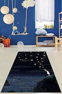 Pelangi Gece Gökyüzündeki Yıldızlar Yıkanabilir Kaymaz Taban Leke Tutmaz Çocuk Odası Halısı, Lacivert 100 x 350 - 1