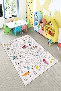 Pelangi Gri Araba Yollu Trafik Yıkanabilir Kaymaz Taban Leke Tutmazbebek ve Çocuk Odası Halısı, Gri 160 x 230