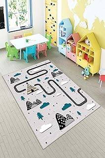 Pelangi Gri Çadır Ve Trafik Yollu Yıkanabilir Kaymaz Taban Leke Tutmazbebek Ve Çocuk Odası Halısı, Gri-Mavi 100 x 600, 901357084100600 - 1