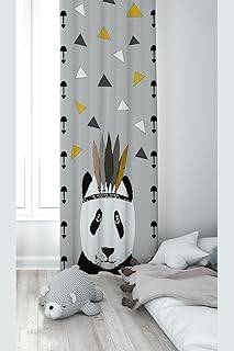 Pelangi Gri Panda Desenli Dijital Baskı Yıkanabilir Bebek Çocuk Odası Fon Perdesi, gri 70 x 240, 1103168702401