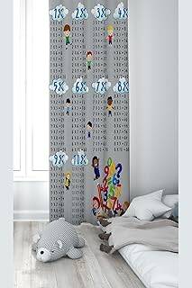 Pelangi Koyu Gri Çarpım Tablosu Desenli Dijital Baskı Yıkanabilir Bebek Çocuk Odası Fon Perdesi, gri 140 x 200 - 1