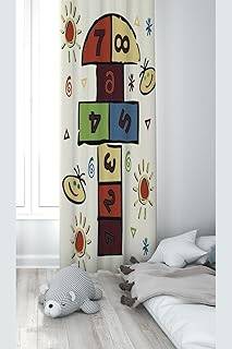 Pelangi Krem Seksek Desenli Dijital Baskı Yıkanabilir Bebek Çocuk Odası Fon Perdesi, bej-renkli 140 x 270