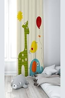 Pelangi Krem Sevimli Hayvan Desenli Dijital Baskı Yıkanabilir Bebek Çocuk Odası Fon Perdesi, krem 140 x 270