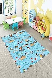 Pelangi Mavi Denizci Desenli Yıkanabilir Kaymaz Taban Leke Tutmazbebek Ve Çocuk Odası Halısı, Çok Renkli 160 x 250
