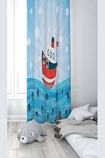 Pelangi Mavi Gemicik Desenli Dijital Baskı Yıkanabilir Bebek Çocuk Odası Fon Perdesi, mavi-kırmızı 70 x 240