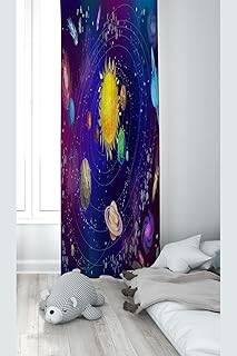 Pelangi Mavi Samanyolu Temalı Dijital Baskı Yıkanabilir Bebek Çocuk Odası Fon Perdesi, mavi 140 x 240
