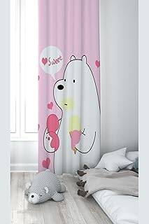 Pelangi Pembe Ayıcık Desenli Dijital Baskı Yıkanabilir Bebek Çocuk Odası Fon Perdesi, karışık renkli 140 x 200 - 1
