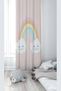 Pelangi Pembe Bulut Ve Gök Kuşağı Desenli Dijital Baskı Yıkanabilir Bebek Çocuk Odası Fon Perdesi, açık pembe 70 x 270 - 1