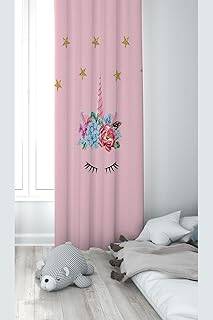Pelangi Pembe Kedi Desenli Dijital Baskı Yıkanabilir Bebek Çocuk Odası Fon Perdesi, toz pembe 70 x 270
