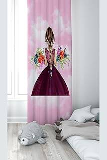 Pelangi Pembe Prenses Desenli Dijital Baskı Yıkanabilir Bebek Çocuk Odası Fon Perdesi, pembe 140 x 240