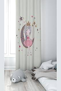 Pelangi Prensen Ay Ve Yıldız Desenli Dijital Baskı Yıkanabilir Bebek Çocuk Odası Fon Perdesi, karışık renkli 140 x 270