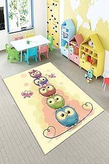 Pelangi Sarı Kuş Desenli Çocuk Yıkanabilir Kaymaz Taban Leke Tutmazbebek Ve Çocuk Odası Halısı, Sarı 120 x 180, 901357066120180 - 1