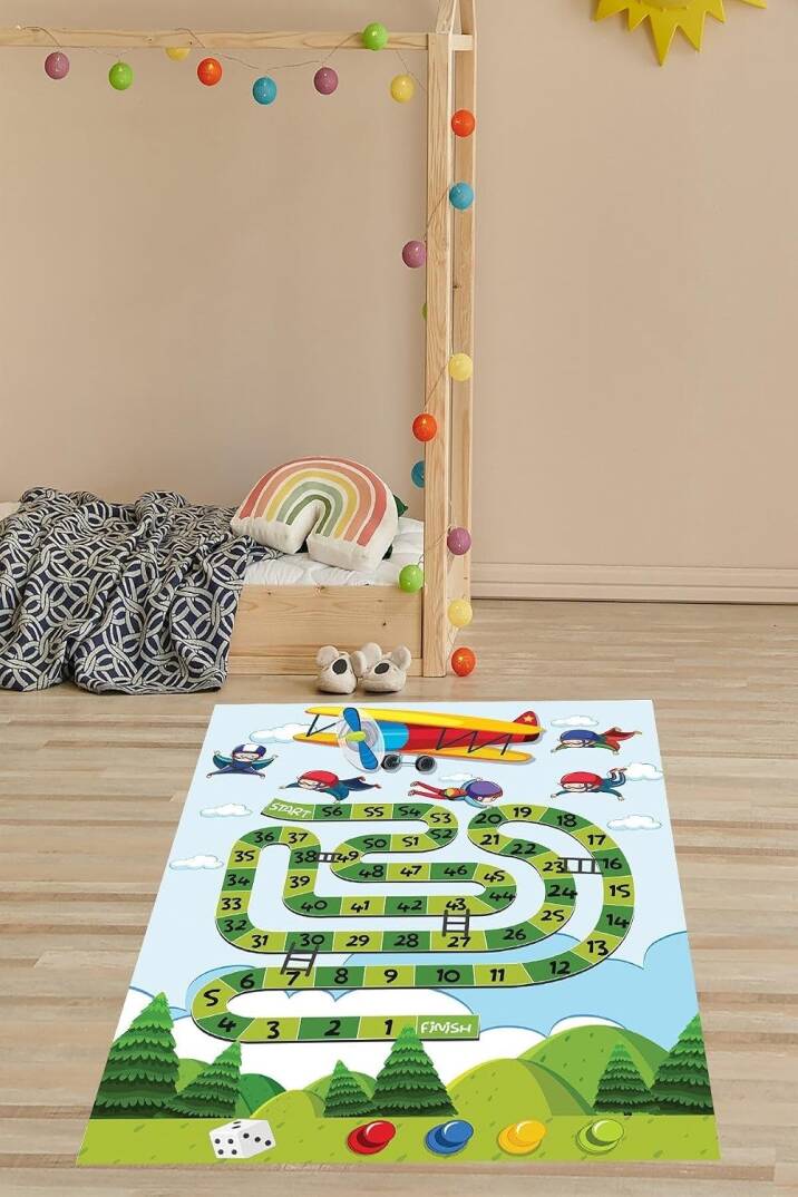 Pelangi Sayılar Yıkanabilir Kaymaz Taban Leke Tutmaz Çocuk Odası Halısı, Kırmızı-Sarı-Mavi-Yeşil 120 x 200 - 1