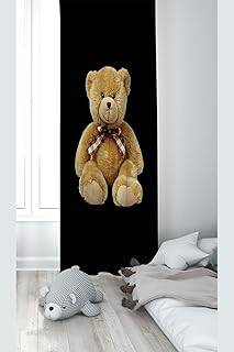 Pelangi Siyah Ayıcık Desenli Dijital Baskı Yıkanabilir Bebek Çocuk Odası Fon Perdesi, siyah-kahverengi 140 x 240