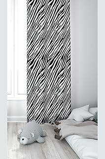 Pelangi Siyah Beyaz Zebra Desenli Dijital Baskı Yıkanabilir Bebek Çocuk Odası Fon Perdesi, siyah 70 x 240 - 1