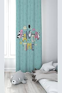 Pelangi Su Yeşili Panda Desenli Dijital Baskı Yıkanabilir Bebek Çocuk Odası Fon Perdesi, su yeşili 140 x 200 - 1