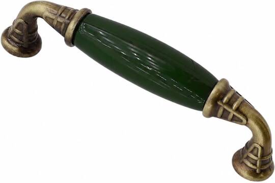 Verdion Yeşil Porselen Krom Kulp 96 mm 9.6 cm Mobilya Çekmece Dolabı Dolap Kapak Kulplar Kulb Kulpu